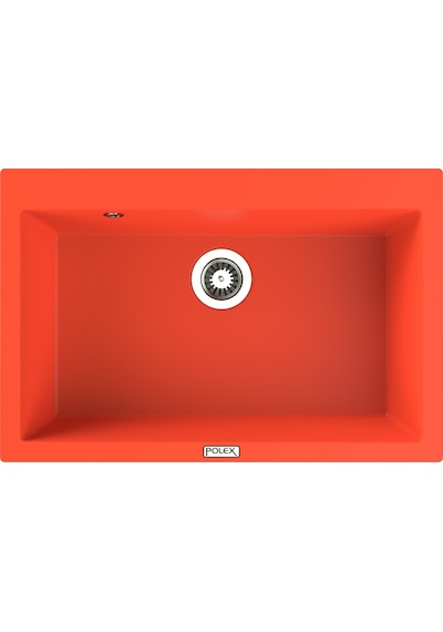 Polex Cristalüx Granit Evye P-X76 Turuncu Tezgah Altı Ve Tezgah Üstü Mutfak Evyesi 75x50 CM