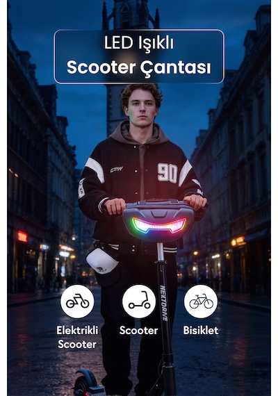Led Işıklı Akıllı Scooter Çantası - Sct-3 Siyah