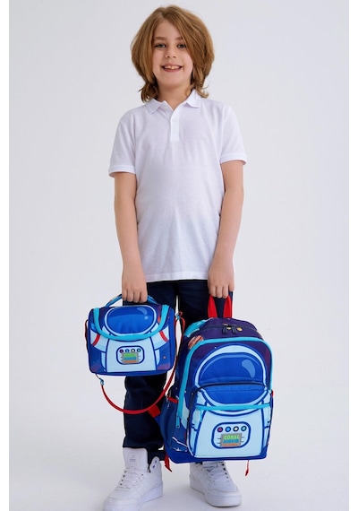 Coral High Kids Saks Mavi Astronot Desenli 3 Lü Okul Çanta Seti Set0123724