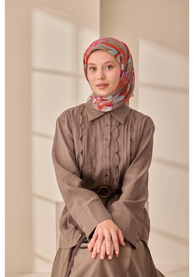 Silk Home Olinda İpek Eşarp 47003-27 Vizon, Fuşya, Çağla, Turuncu