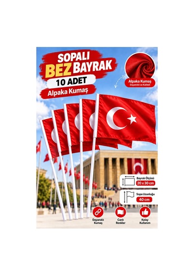 Sopalı Bez Bayrak 20x30 Cm 10 Adet Saplı Bayrak Ay Yıldız Plastik Çıtalı 20 30 Bez Bayrak Mill Bayram Kutlama 20 x 30 CM Sopalı Bez Bayrak 20x30 Cm 10 Adet Saplı Bayrak Ay Yıldız Plastik Çıtalı 20 30 Bez Bayrak Mill Bayram Kutlama 20 x 30 CM