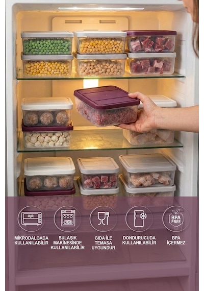 Selka Home 4 Adet 0.5 Lt. Nora Organizer Buzdolabı Buzluk Düzenleyici Saklama Kabı