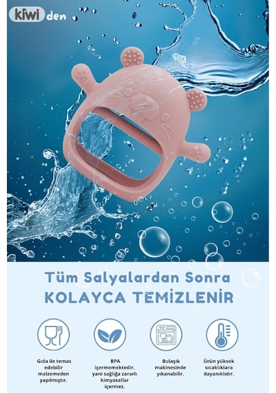 Kiwi 2 İn 1 Chicken - Marmot Tutması Kolay  Diş Kaşıyıcı Seti Alman Tasarım Bej