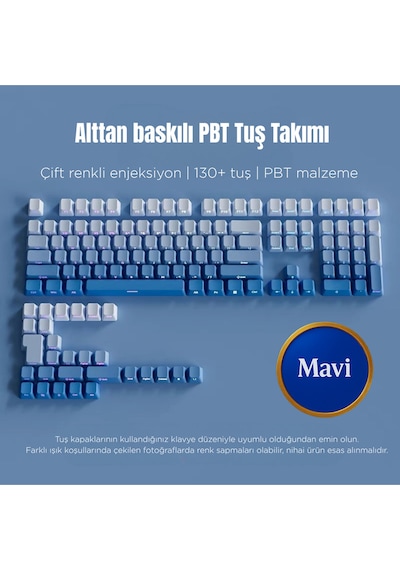 Mekanik Klavye Keycaps Seti- 130 Tuş Pbt Çift Baskılı-alttan Baskılı Gradyen Renkli