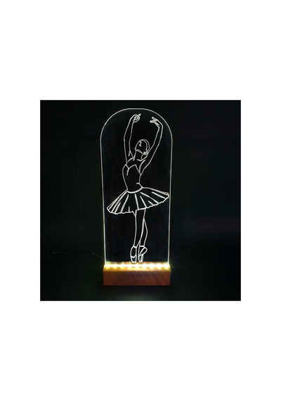 Balerin Led Işıklı Pleksi Kişiye Özel Gece Lambası Beyaz - 738340719 Beyaz