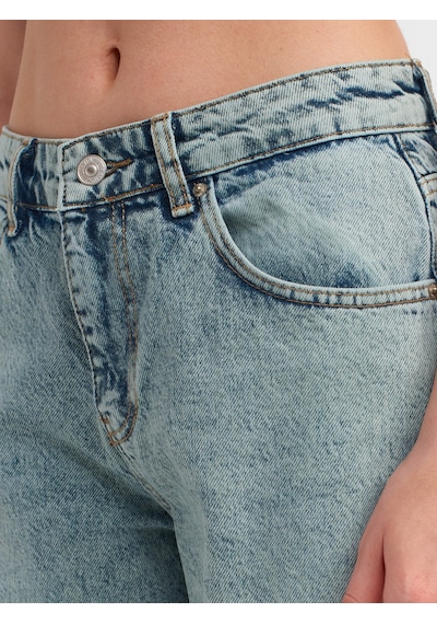Dilvin Yıkama Efektli Denim Pantolon Yeşil