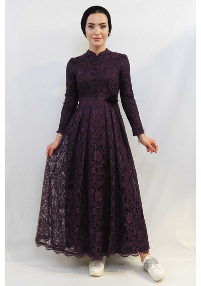 İbrahim Burak Etiler Collection Ahunisa Henna Abiye Mürdüm 5646