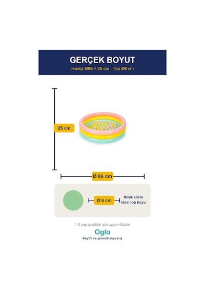 Şişme Oyun Havuzu 100 Top Dahil Çocuk Top Havuzu, Yumuşak Renkli Toplu Bahçe Deniz Oyun Havuzu 1+ Yaş