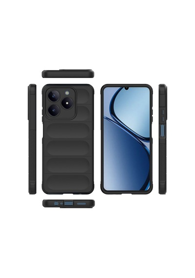 Realme C61 Kılıf Esnek Tpu Oyuklu Arka Yüzey Tasarımlı Zore Etnik Silikon Kapak Koyu Yeşil