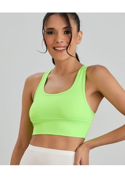 Aurafit Arkası Halter Kesim U Yaka Spor Sütyeni/büstiyer/croptop- Fosfor Yeşil