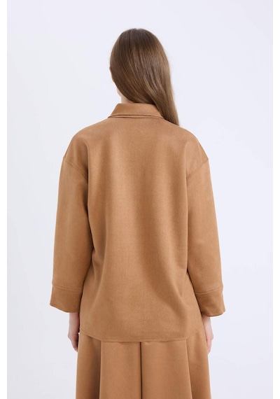 DeFacto Regular Fit Süet Uzun Kollu Gömlek Tunik E5917AX24WNBG138