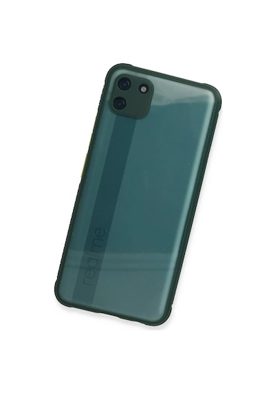 Realme C11 Uyumlu Kılıf Miami Şeffaf Silikon - Koyu Yeşil