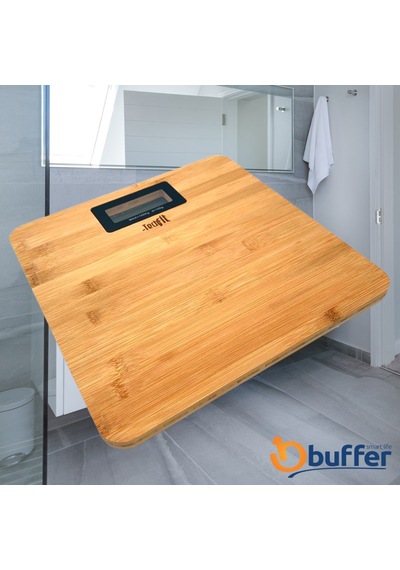Techfit Bambu Banyo Baskülü Yüksek Hassasiyetli Darbelere Dijital Dayanıklı Terazi Tf 1065 Max 180kg Açık Bej