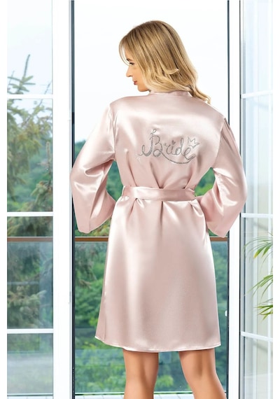Faal 5905 Kadın Saten Bride Sabahlık-pembe Pembe