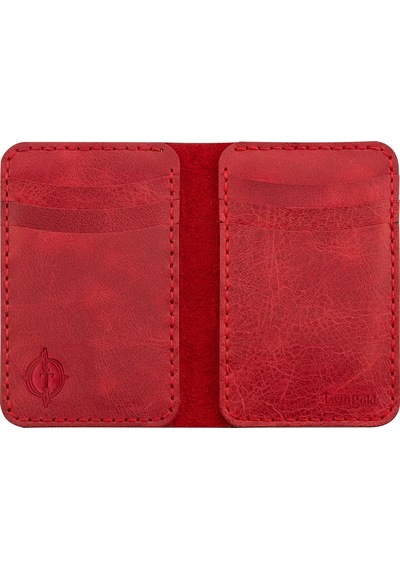 Twingold İsme Özel Dikey Mini Cüzdan - %100 Rainbow Deri - A010005 - Kırmızı Kırmızı