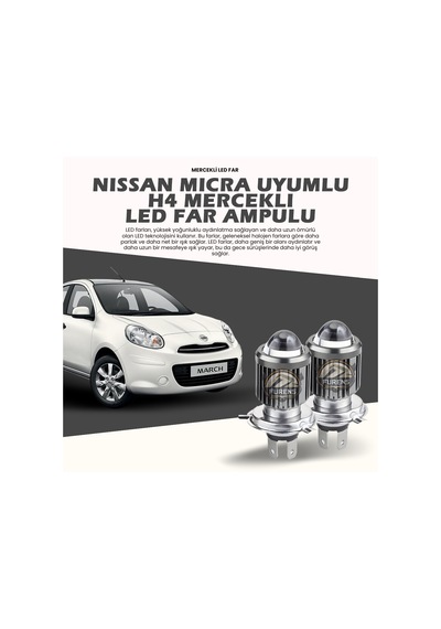 Nissan Micra Uyumlu Mercek Led Xenon Uzun - Kısa Çift Renkli