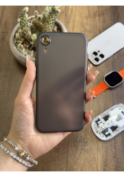 Apple iPhone Xr Uyumlu Süper İnce Mat Ultra Thin Silikon Kılıf Buzlu Siyah