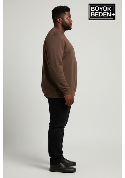 Süperlife Erkek Büyük Beden Bisiklet Yaka Kollar Ve Etek Ribanalı İnce Sweatshirt Spr26bsw956 Kahverengi Süperlife Erkek Büyük Beden Bisiklet Yaka Kollar Ve Etek Ribanalı İnce Sweatshirt Spr26bsw956 Kahverengi