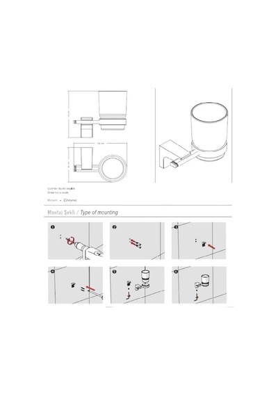 F1 Serisi Krom Paslanmaz Duvara Monte Banyo Cam Diş Fırçalık Krom