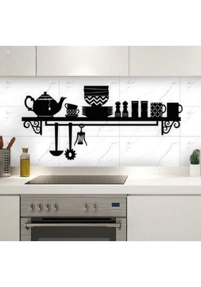 Siyah Ahşap Mutfak Dekor 70cm X 32cm Tablo Duvar Dekoru 3mm Mdf Lazer Kesim