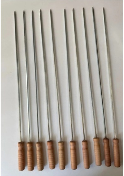 Mobilreyon 15 Adet Ahşap Saplı Kare Şiş 55cm, Kuşbaşı Tavuk Sebze