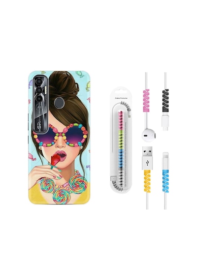 Tecno Spark 7 Pro Kılıf Kablo Koruyuculu Sugar And Woman 1418