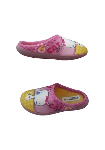 Gezer Kız Çocuk Pembe Sarı Kedi Figürlü Ev İçi Terlik Pembe - Sarı Gezer Kız Çocuk Pembe Sarı Kedi Figürlü Ev İçi Terlik Pembe - Sarı