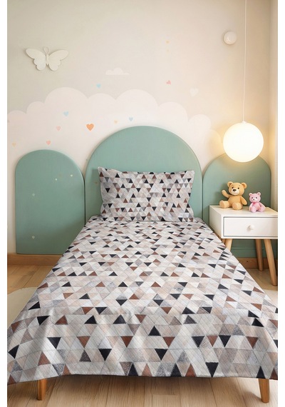 Gri Geometrik Modern Genç Odası Tek Kişilik Pike Takımı-bej Antrasit 160x220cm Kapitone Yatak Örtüsü Lacivert
