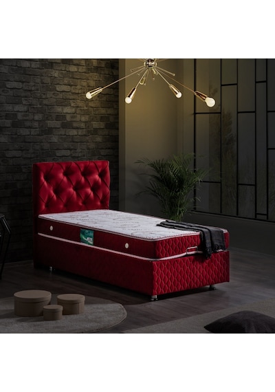 Setaymobilya Baza, Vita Bordo Tek Kişilik Baza + Başlık + Comfort Yatak