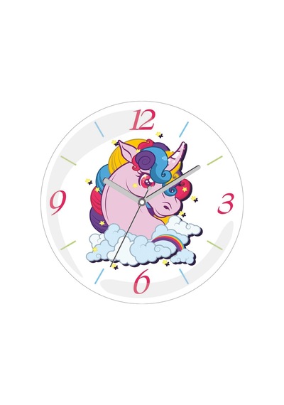 Unicorn Parıltı Çap 30cm Sessiz Akar Bombeli Gerçek Cam Duvar Saati Siyah