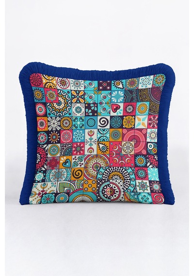 Canlı Boho Mozaik Saçaklı Yastık Kılıfı - Renkli Eklektik Mavi Sarı Püsküllü Kırlent Kılıfı Tozlu Dumanlı Lacivert Canlı Boho Mozaik Saçaklı Yastık Kılıfı - Renkli Eklektik Mavi Sarı Püsküllü Kırlent Kılıfı Tozlu Dumanlı Lacivert
