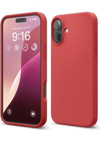 Apple iPhone  Uyumlu - 16 Plus Kılıf Nano İçi Kadife Silikon - Kırmızı