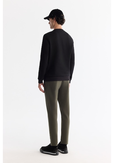 Avva Erkek Siyahbisiklet Yaka Pamuklu Baskılı Elastan Regular Fit Sweatshirt A42y1260 Siyah
