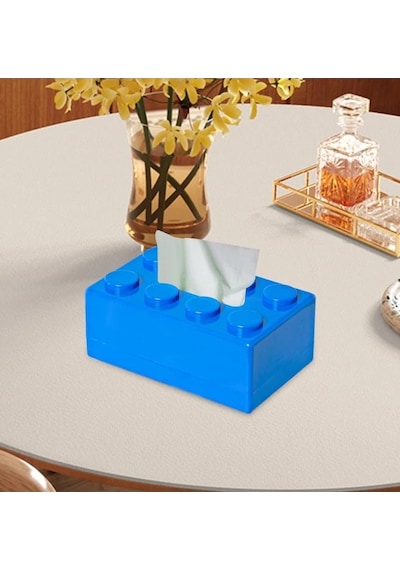 Lego Tipi Yapı Taşı Mendil Kutusu 20x13x8 Cm Mavi Mavi