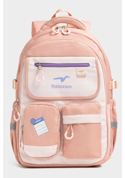 Relaxion Unisex Okul Sırt Gezi Kamp Günlük Öğrenci Sırt Okul Çantası 2469 Pudra Pembe