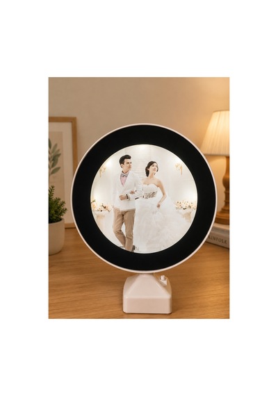 Prexium Kişiye Özel Led Fotoğraflı Masa Lambası Beyaz Beyaz