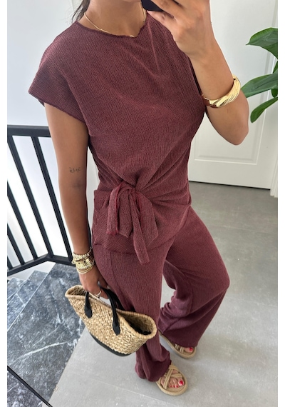 Paw Garage Kadın Sienna 4 Mevsim Bordo Bağlama Detaylı Krinkıl Kumaş Bluz Pantolon Takım Bordo Paw Garage Kadın Sienna 4 Mevsim Bordo Bağlama Detaylı Krinkıl Kumaş Bluz Pantolon Takım Bordo