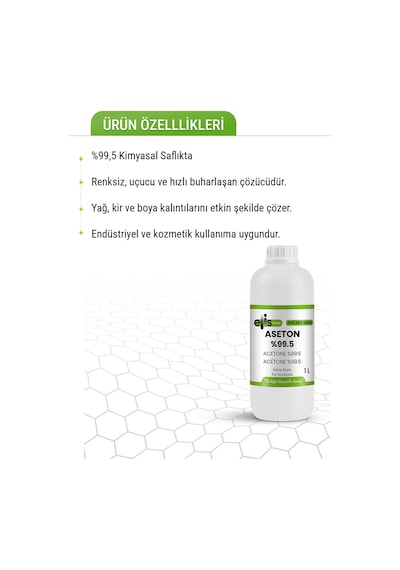 Aseton %99,5 Kimyasal Saflıkta 1 Litre Diğer