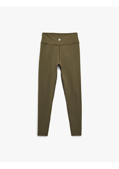 Koton Yüksek Bel Skinny Fit İnterlok Dikiş Detaylı Spor Tayt Haki 6wak40046nk Haki