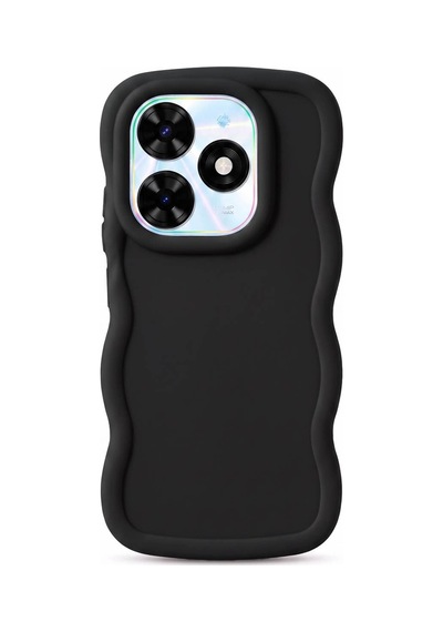Tecno Spark Go 2024 / Smart 8 / Spark 20 / Hot 40i Uyumlu Dalgalı Tasarım Kamera Korumalı Mat Silikon Telefon Kılıfı-54202 Siyah