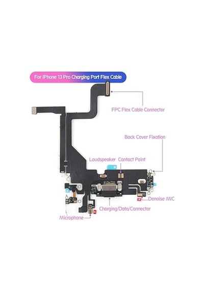 Apple Uyumlu iPhone 13 Pro Şarj Soketli Mikrofon Film Flexi Bordu - Yıldız Işığı Çok Renkli