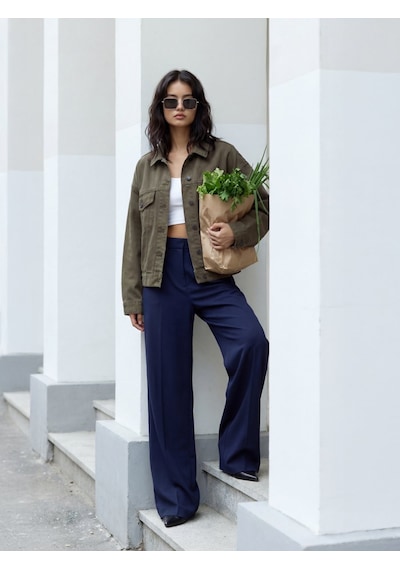 LTB Celıa L Oversize Gömlek Yaka Mid Indigo Jean Ceket Mavi