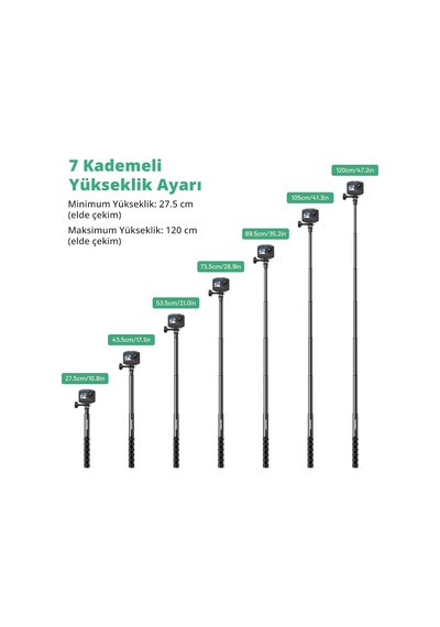 49.2/120cm Selfie Stick Tripod Uzatılabilir Eylem Kamera Dağı Diğer