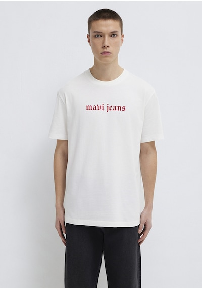 Mavi - Mavi Jeans Baskılı Ekru Tişört 0613201-70057 Ekru
