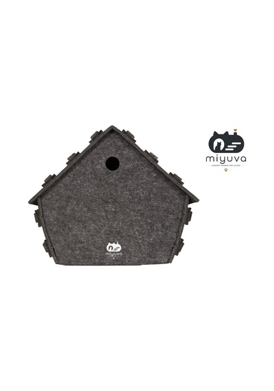 Keçe Kedi Evi Demonte, Yıkanabilir, Taşınabilir Kedi Kulübesi Minnoş Gri