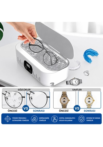 Dijital Ultrasonik Temizleyici Gözlük Takı Saat Diş Plağı Temizleme Cihazı 220v Ultrasonik Yıkama Makinesi