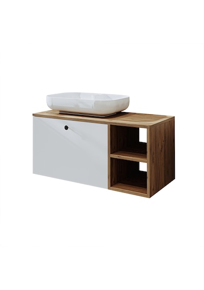 Lavabolu Mdf 95 Cm Çekmeceli Lotus Oval Lavabolu Dolabı Atlantik Çam - Beyaz Lavabolu Mdf 95 Cm Çekmeceli Lotus Oval Lavabolu Dolabı Atlantik Çam - Beyaz