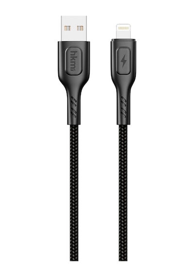 Knit 2A Çıkış Usb-A To Lightning Şarj Ve Data Aktarım Kablosu Örgü Tasarım 1 Metre Siyah