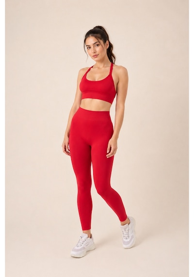 Jolt Kind Model Kalça Büzgülü Yüksek Bel Toparlayıcı Seamless Tayt Kırmızı