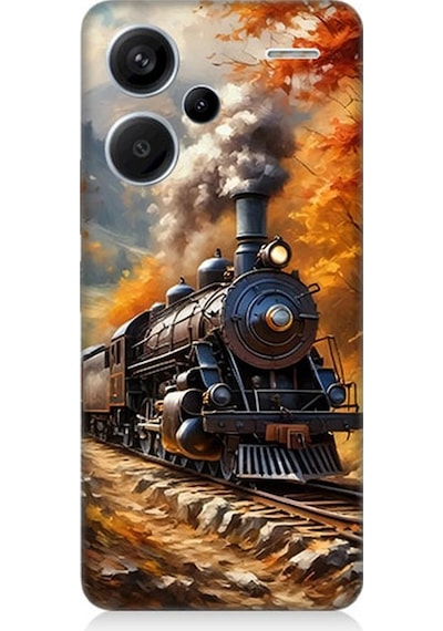 Xiaomi Redmi Note 13 Pro Plus Uyumlu Sonbaharda Buharlı Tren Desenli Silikon Kılıf Çok Renkli